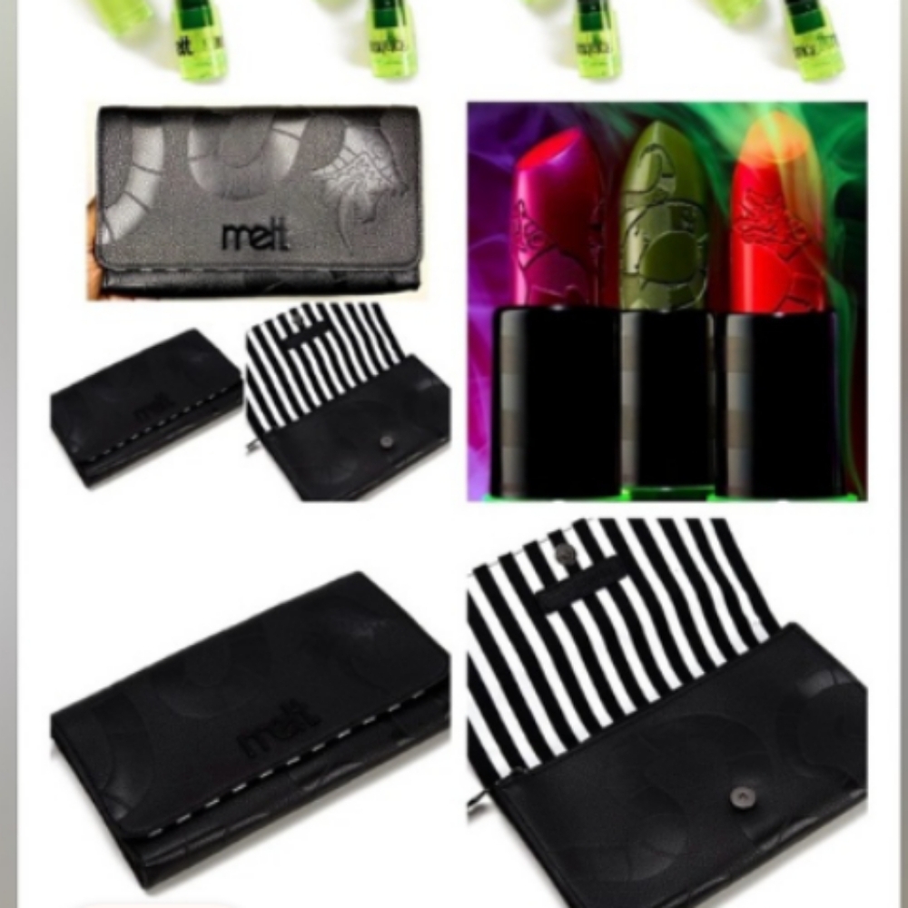 Melt x beetle juice sand-worm cosmetic bag Rare + 3 lipsticks From The Pr Set